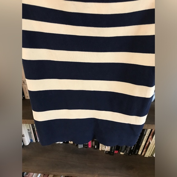 EUC J. Crew Navy and Cream Striped Structured Stretchy Pencil Skirt Size M - Picture 5 of 8